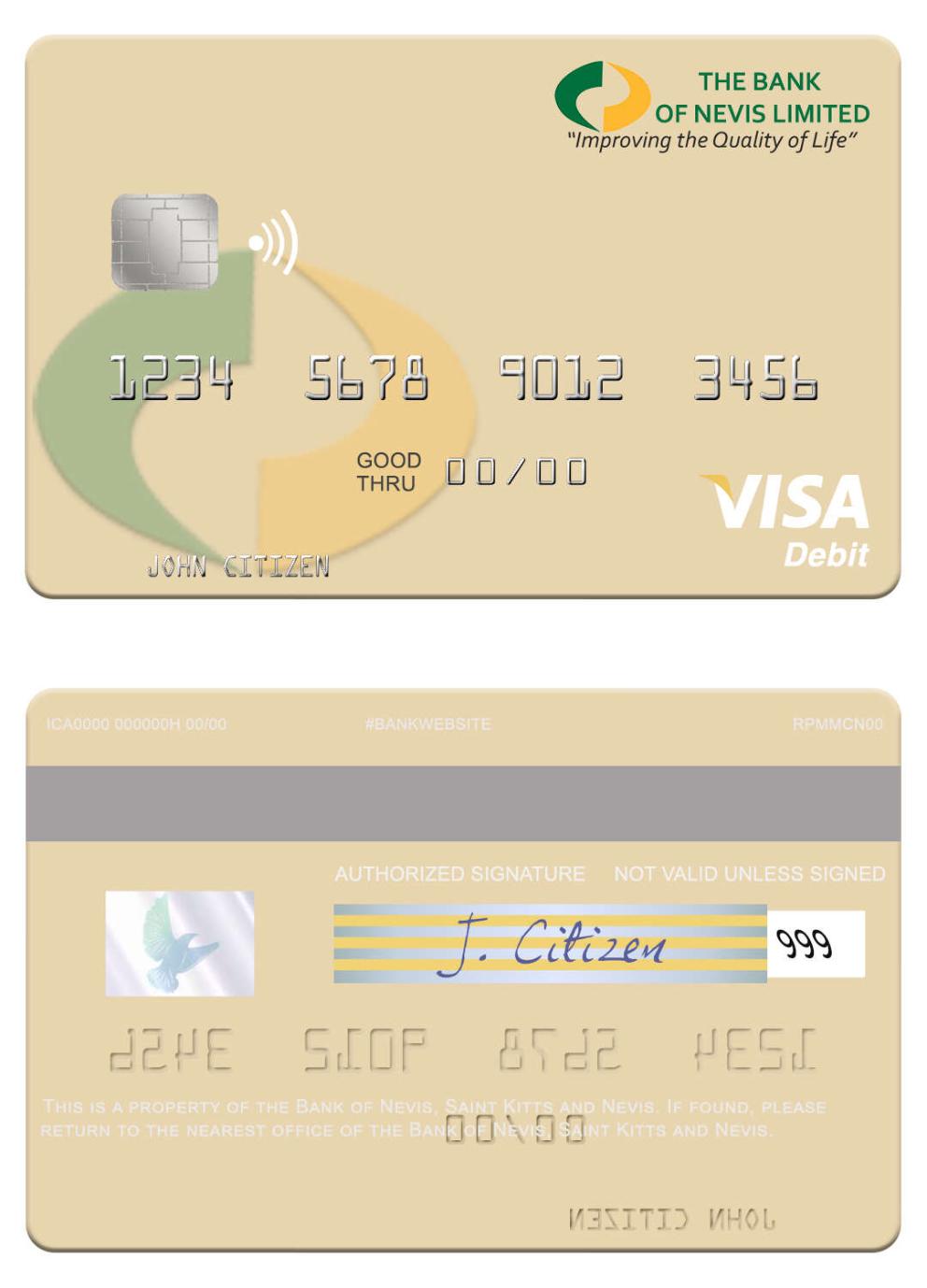 Saint Kitts and Nevis Bank of Nevis visa debit card